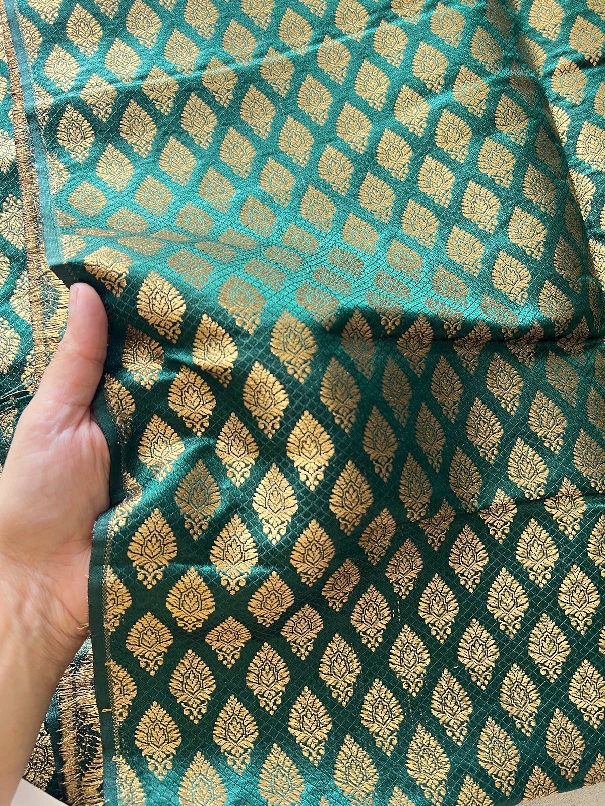 Green Banarasi Brocade fabric