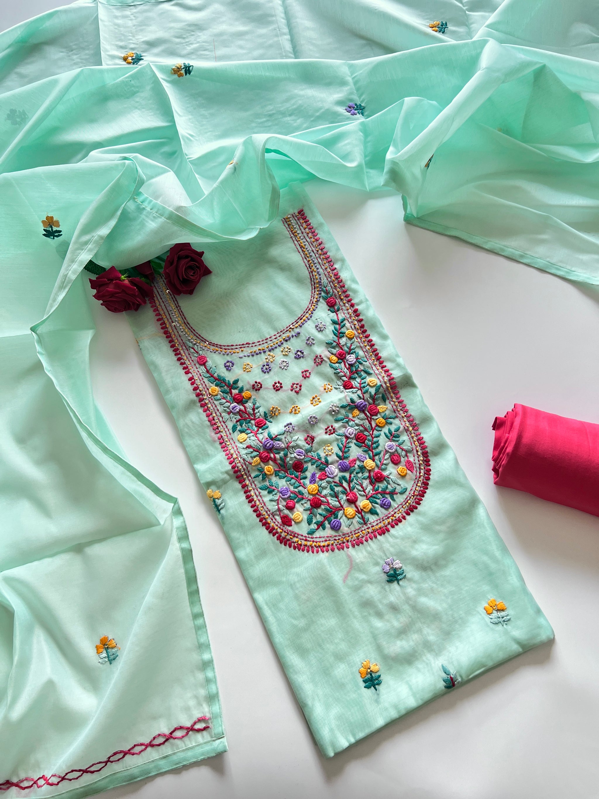 Knot embroidery Unstitched suit material