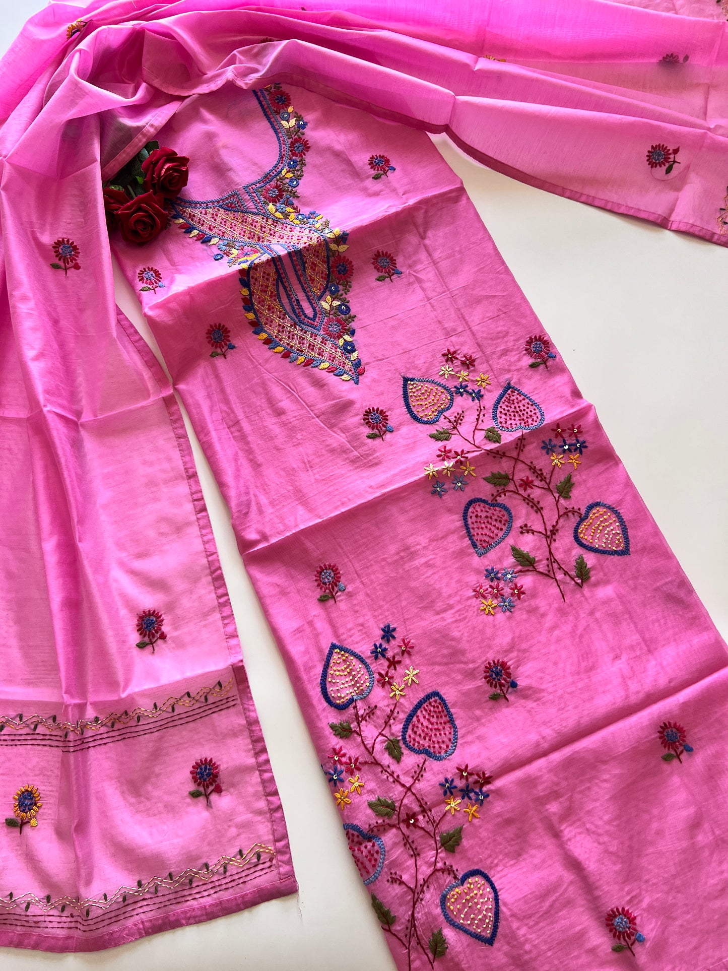 Knot embroidery Unstitched suit material