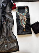 Black knot embroidery Unstitched suit material