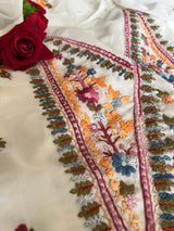 Off white Knot Embroidery Unstitched suit set 2 pc