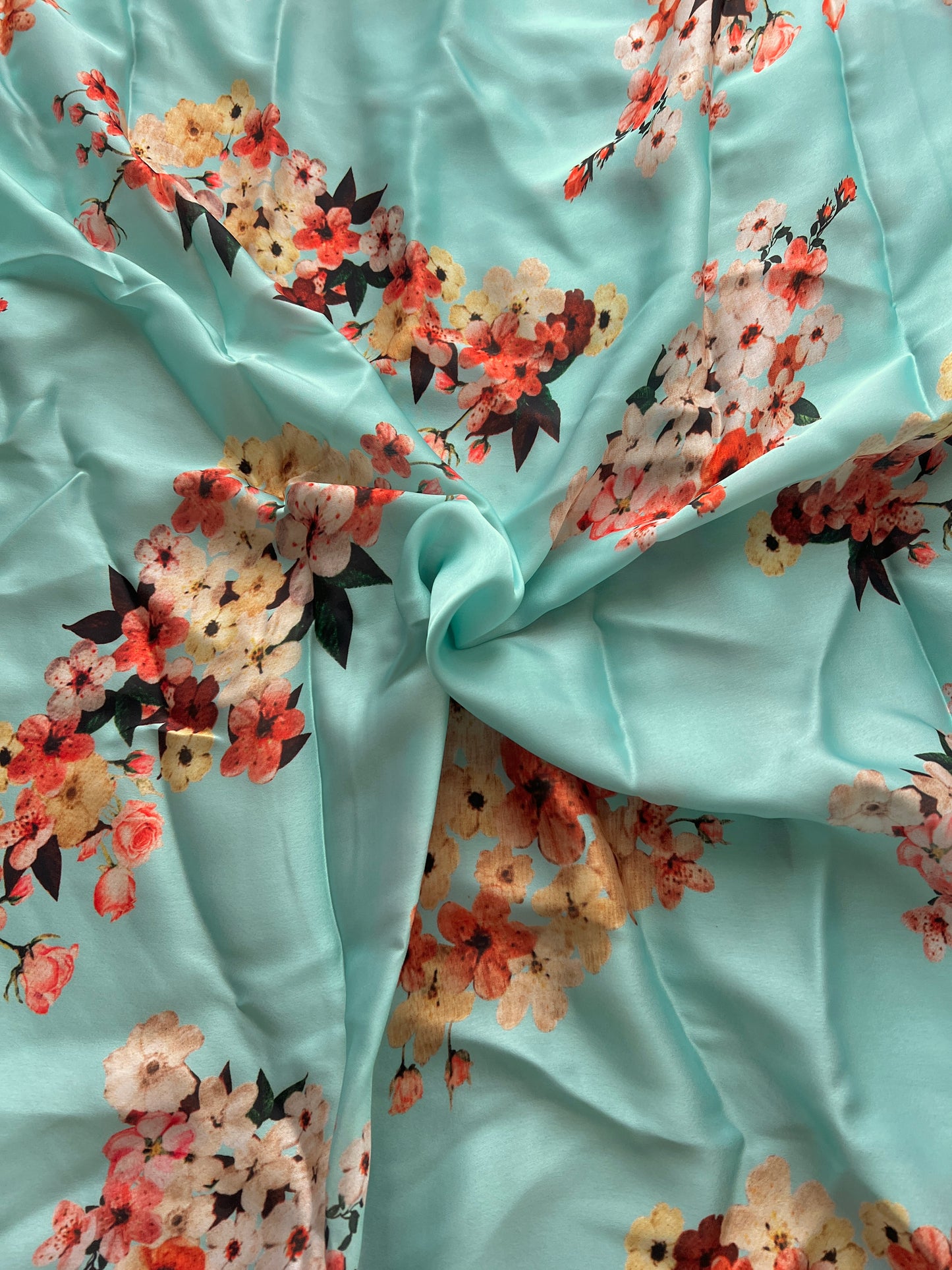 Floral Printed Satin Georgette fabric