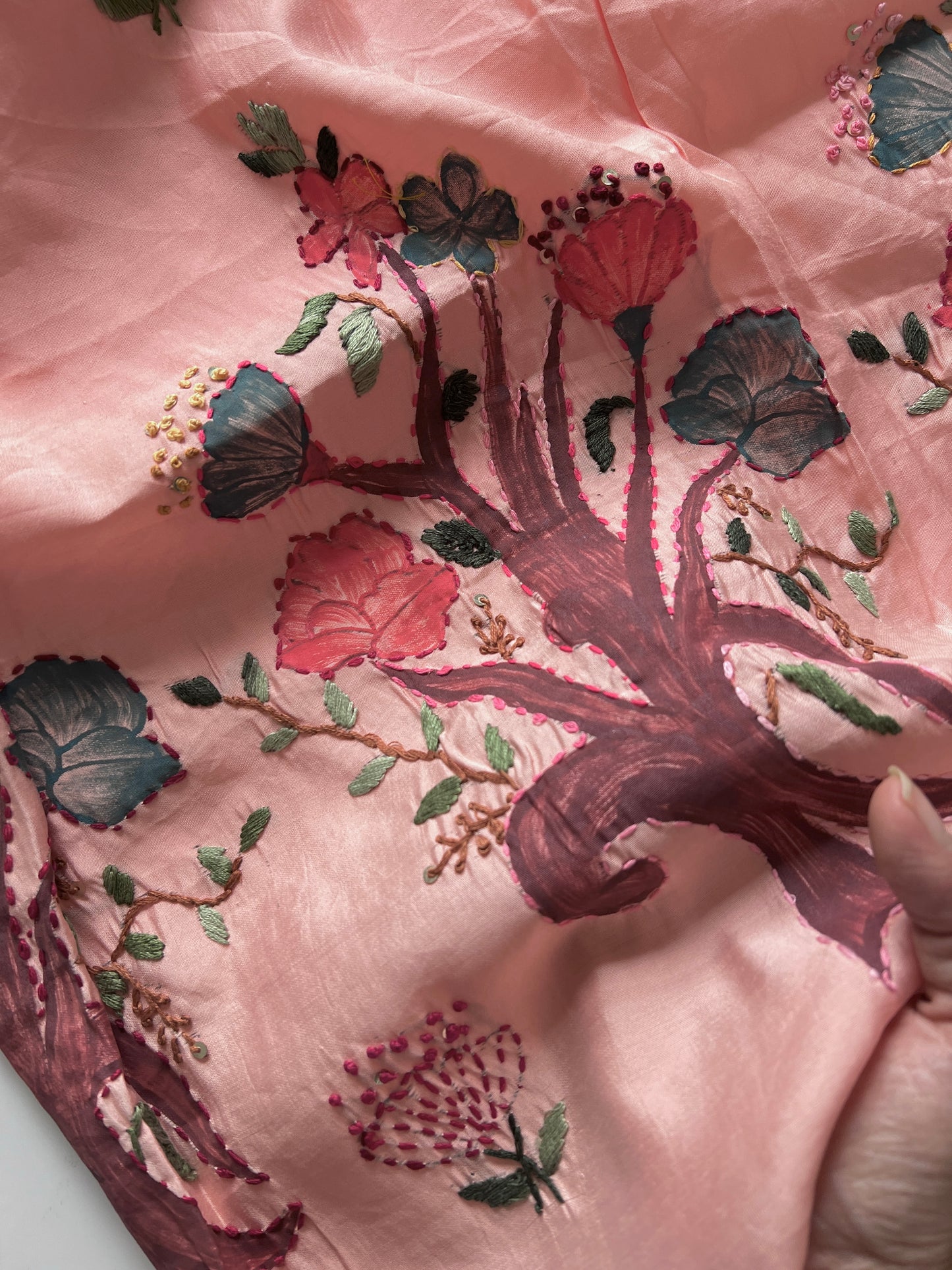 Knot embroidery Masleen Silk Designer Unstitched suit
