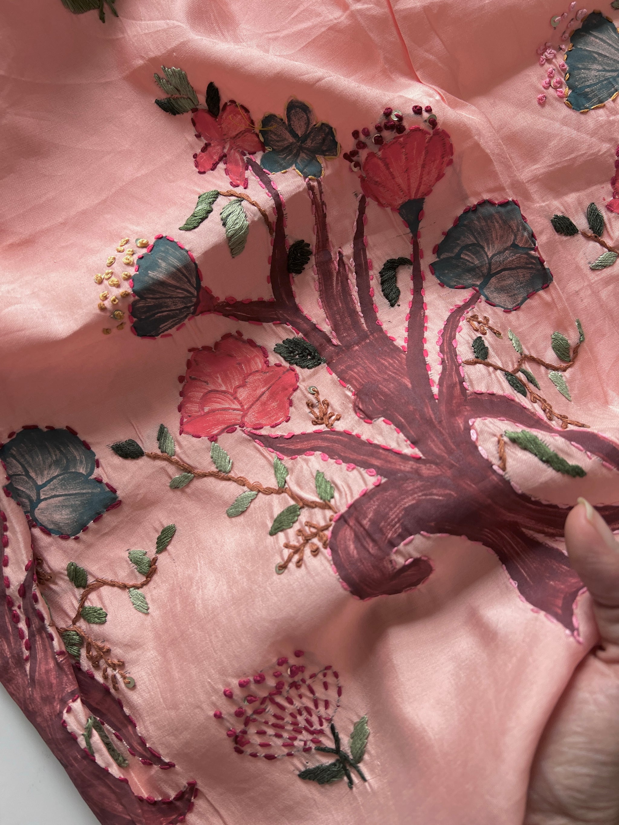 Knot embroidery Masleen Silk Designer Unstitched suit