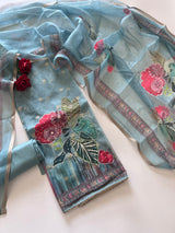 Pearl work dress material unstitched Suit set