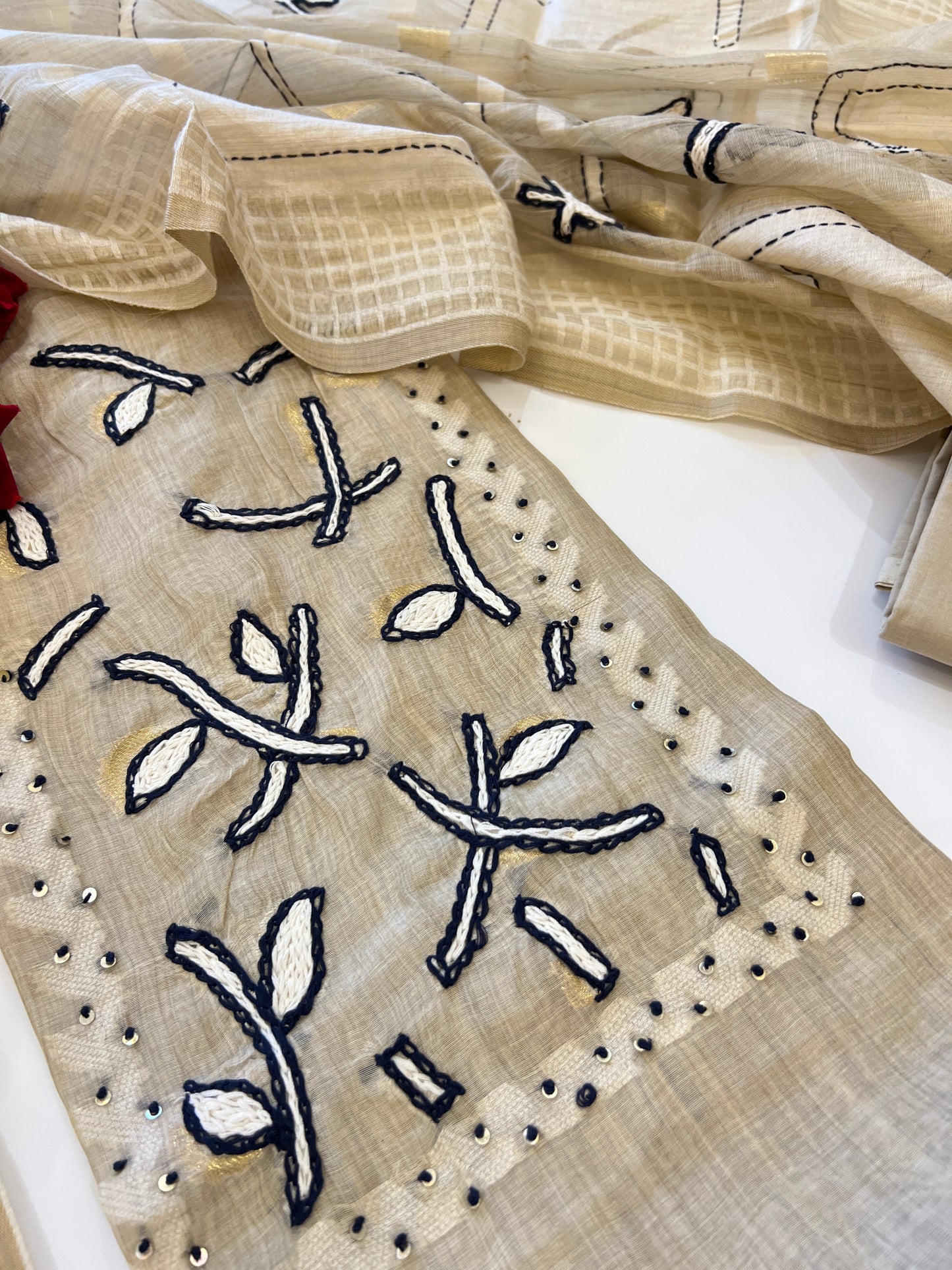Khadi cotton embroidery Designer Unstitched suit