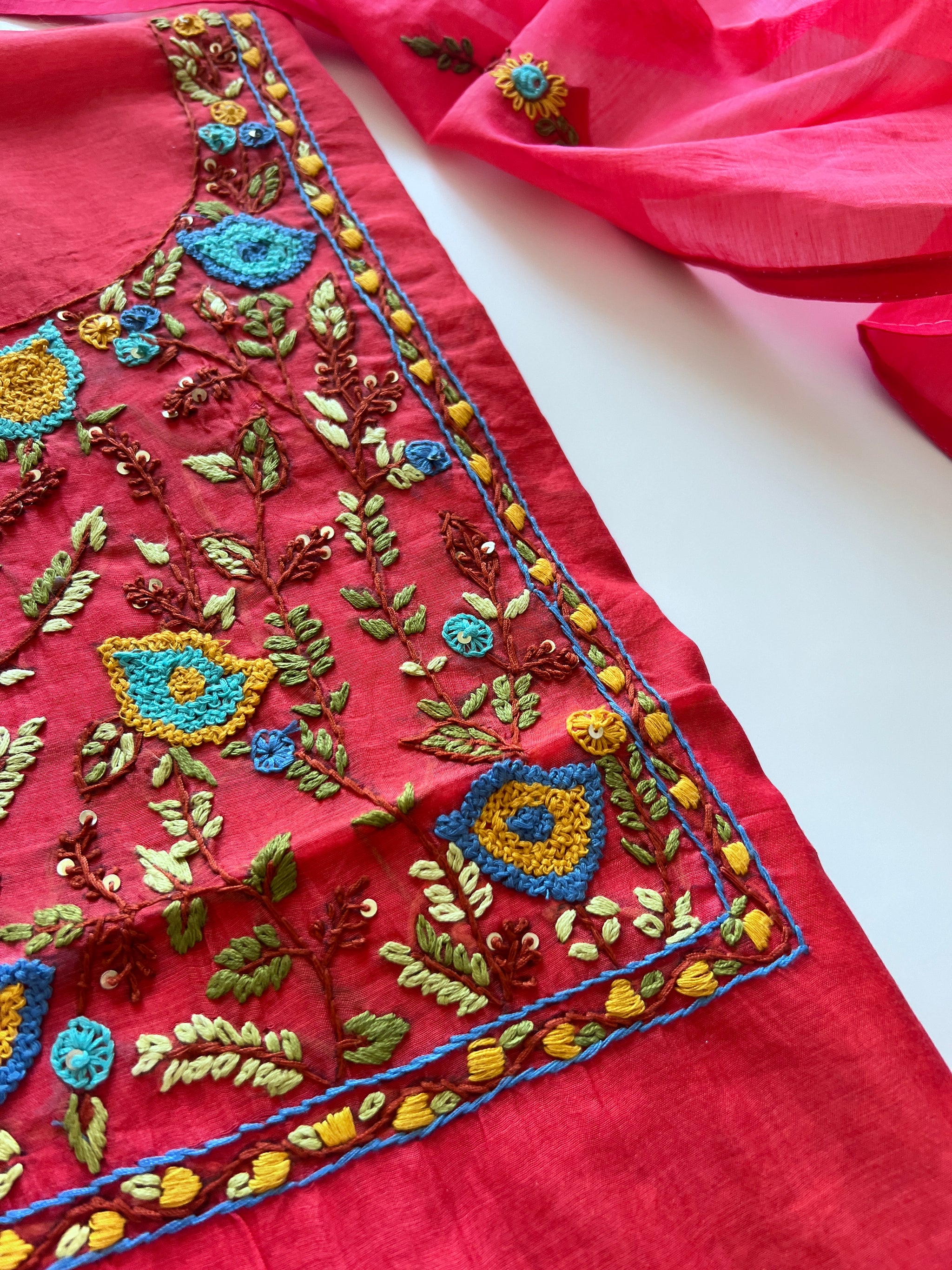 Knot embroidery Unstitched suit material 2 pc