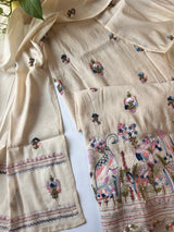 Chanderi knot embroidery Unstitched suit material