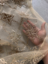 Gold net with Gotta work fabric