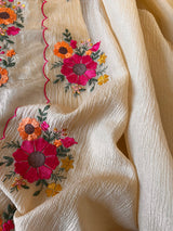 Sunflower Embroidery Crush tissue Silk Dress material