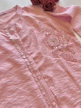 Pink Crush Fabric Kurta with embroidery