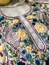 Chanderi Phulkari embroidery Unstitched suit material