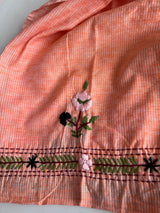 Peach Chanderi knot embroidery Unstitched suit material