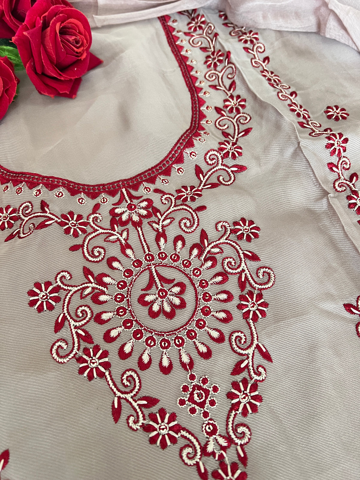 Laal Dhaga kurta embroidery Unstitched suit on Mouse color