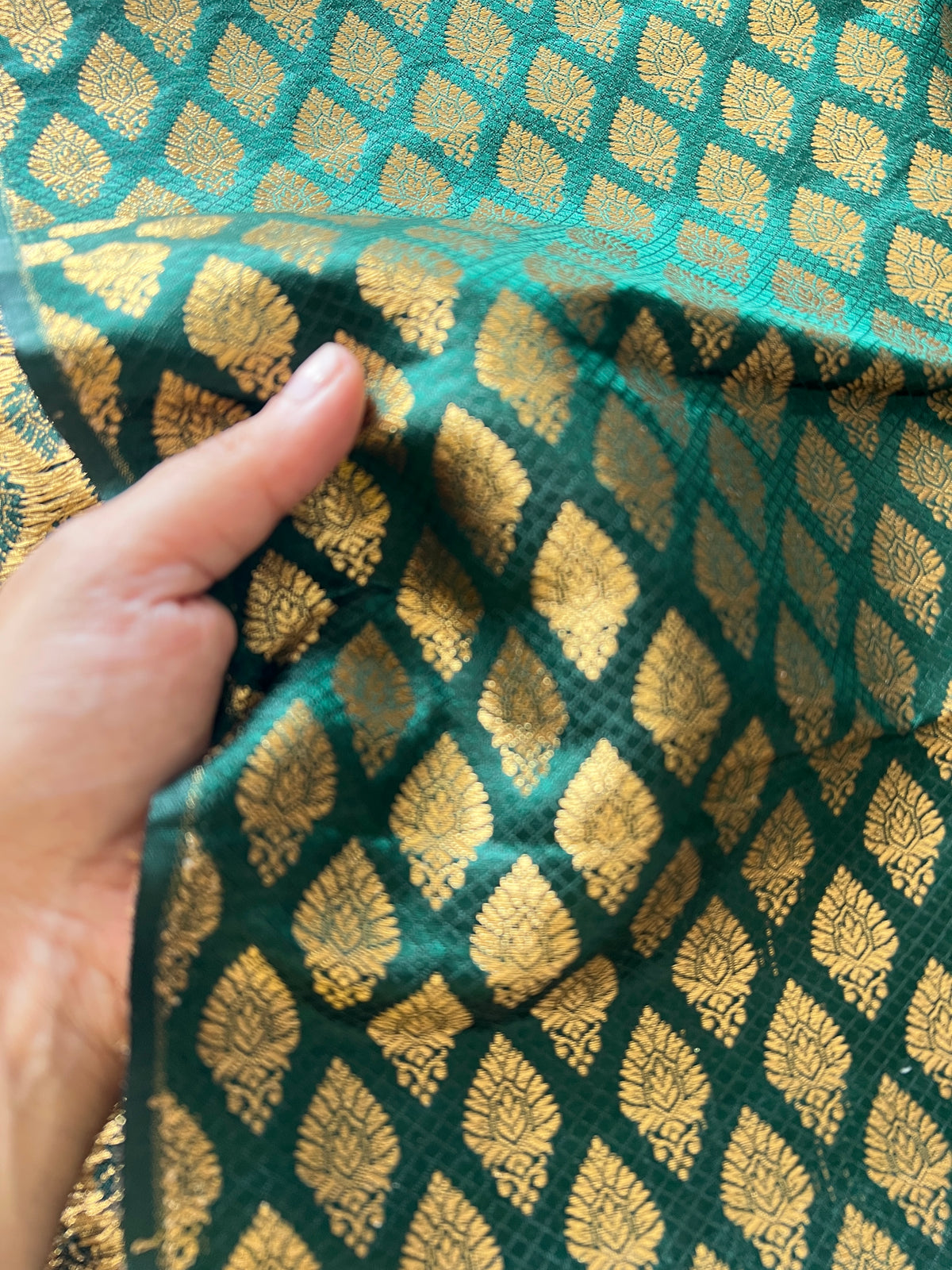 Green Banarasi Brocade fabric