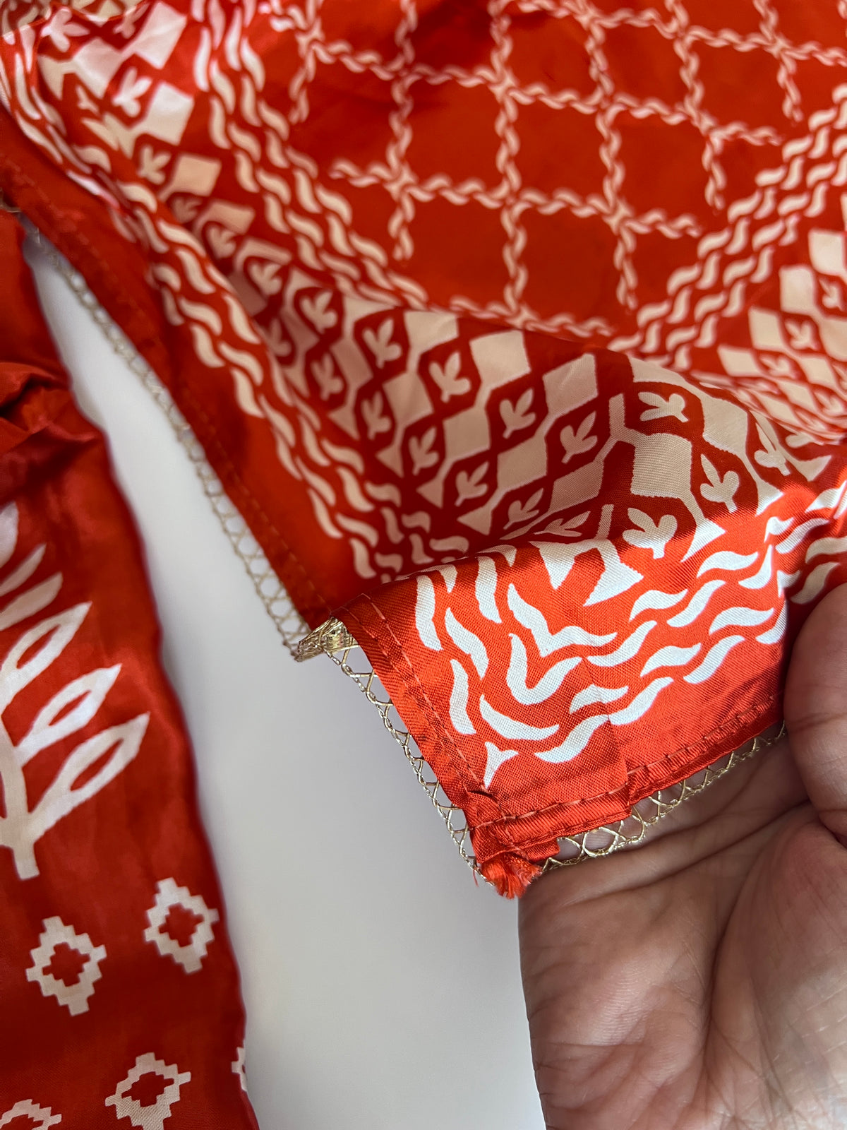 Orange Gajji Silk With gotta work neck Unstitched suit