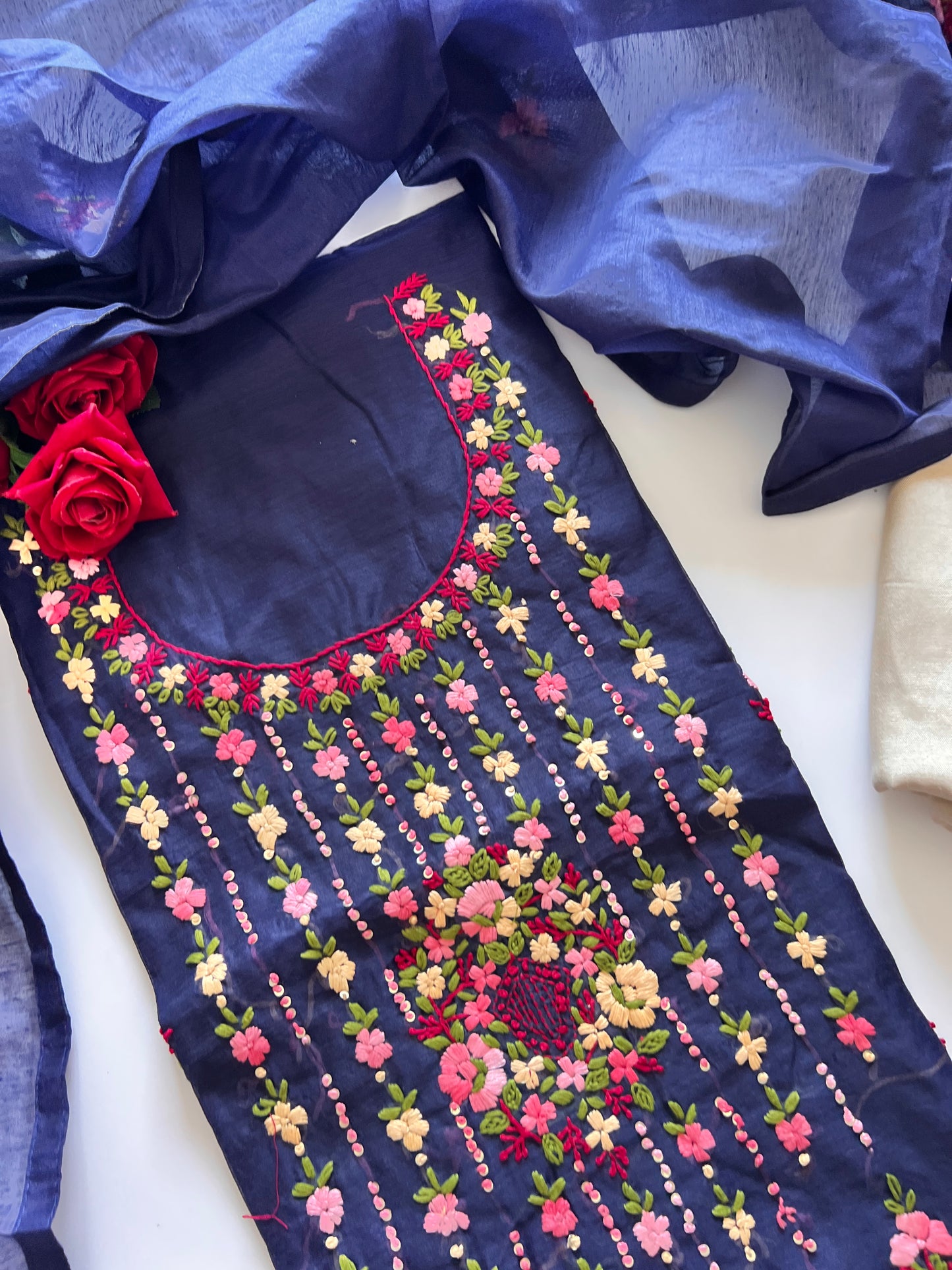 Knot embroidery Unstitched suit material