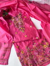Chanderi knot embroidery Unstitched suit material