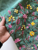 Green Knot embroidery Unstitched suit material 2 pc