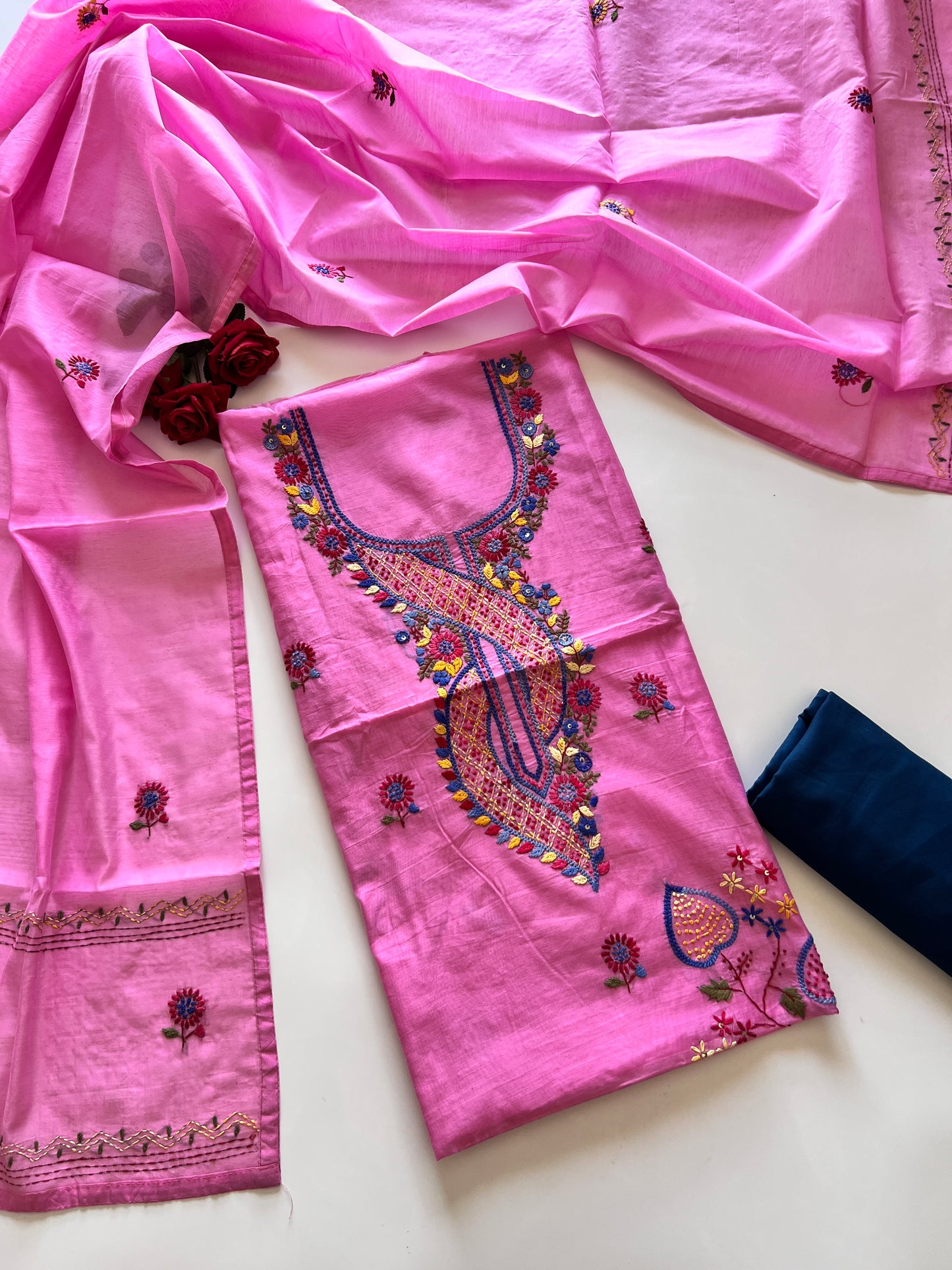 Knot embroidery Unstitched suit material