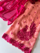 Peach Pink Embroidered Unstitched Suit