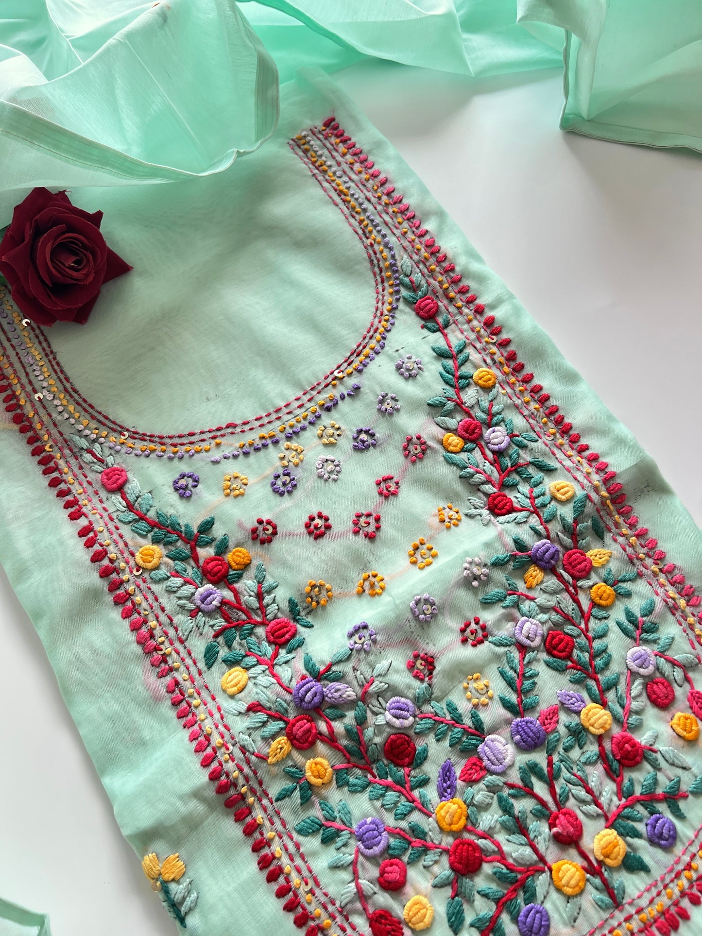 Knot embroidery Unstitched suit material