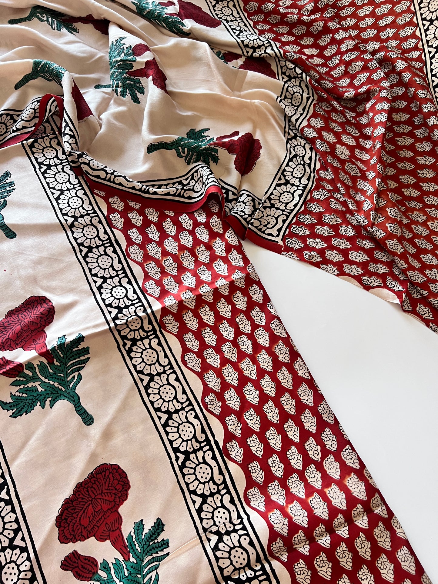 Original Handblock Ajrakh print on Modal fabric Unstitched suit set