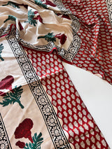 Original Handblock Ajrakh print on Modal fabric Unstitched suit set