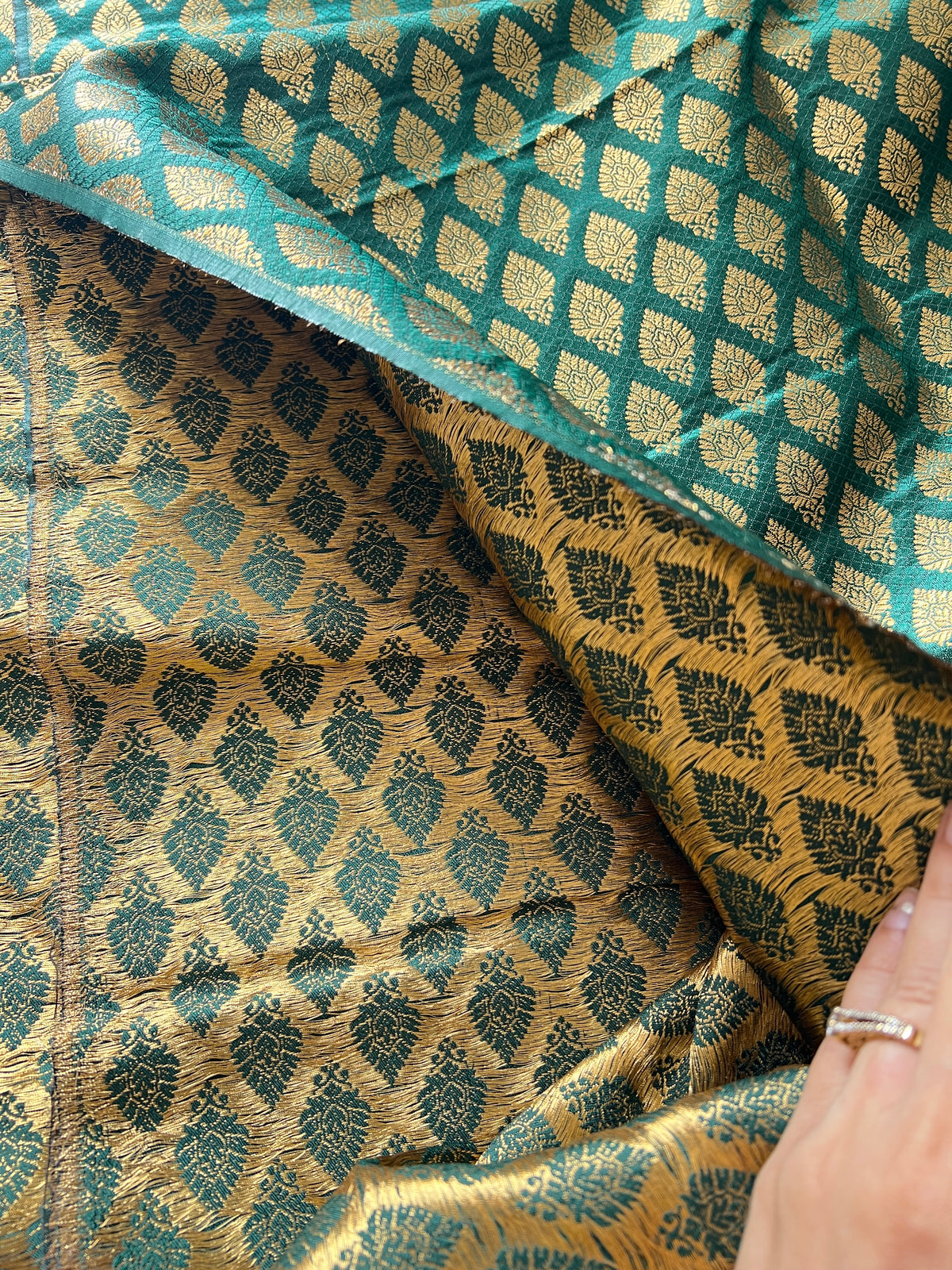 Green Banarasi Brocade fabric