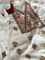 Off white Knot Embroidery Unstitched suit set 2 pc