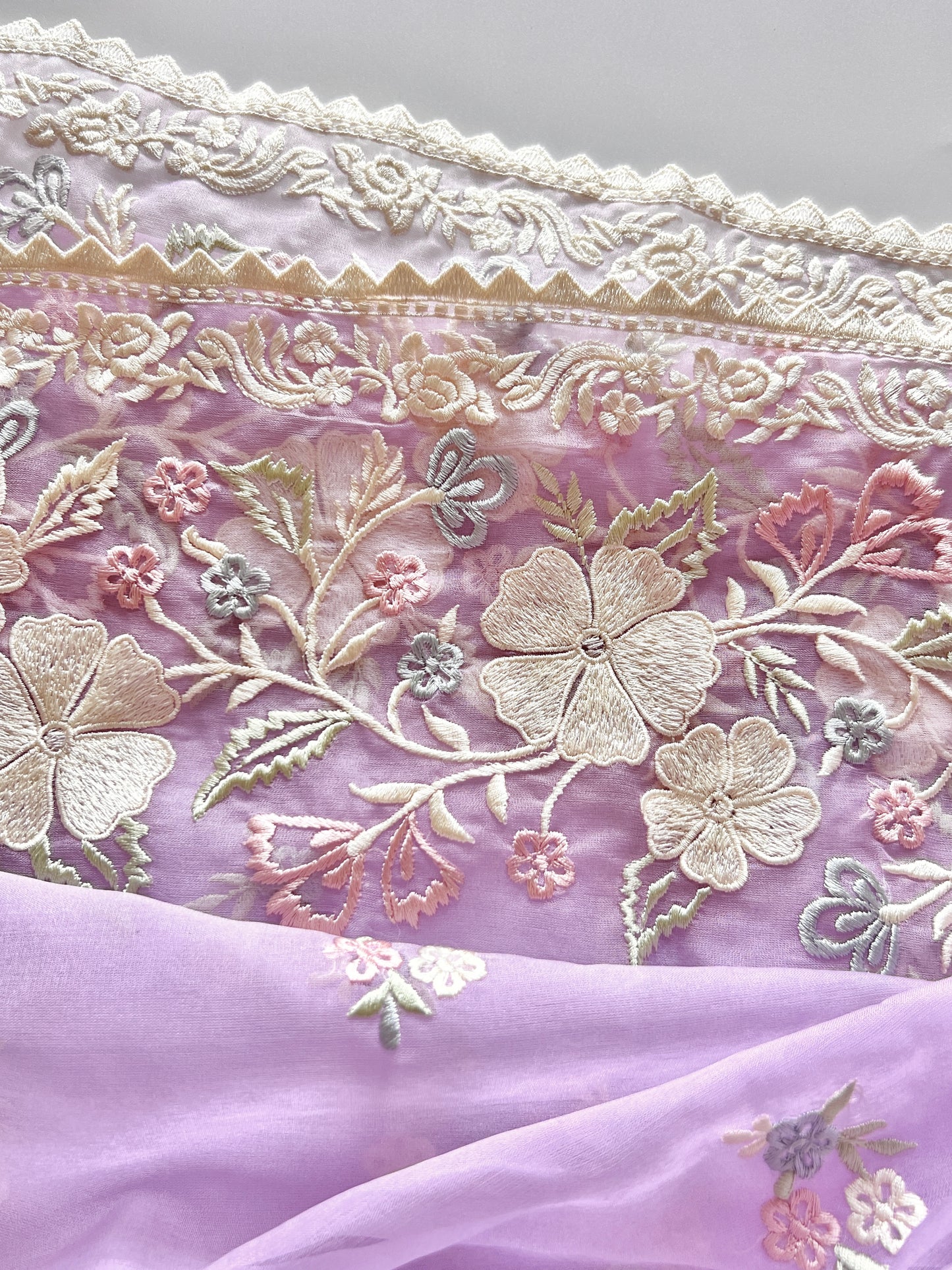 Purple Parsi Embroidered Organza Un-stitched Suit set