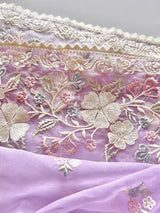 Purple Parsi Embroidered Organza Un-stitched Suit set