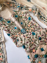 Chanderi Phulkari embroidery Unstitched suit material