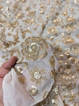 Dyeable georgette Sequin embroidery fabric.