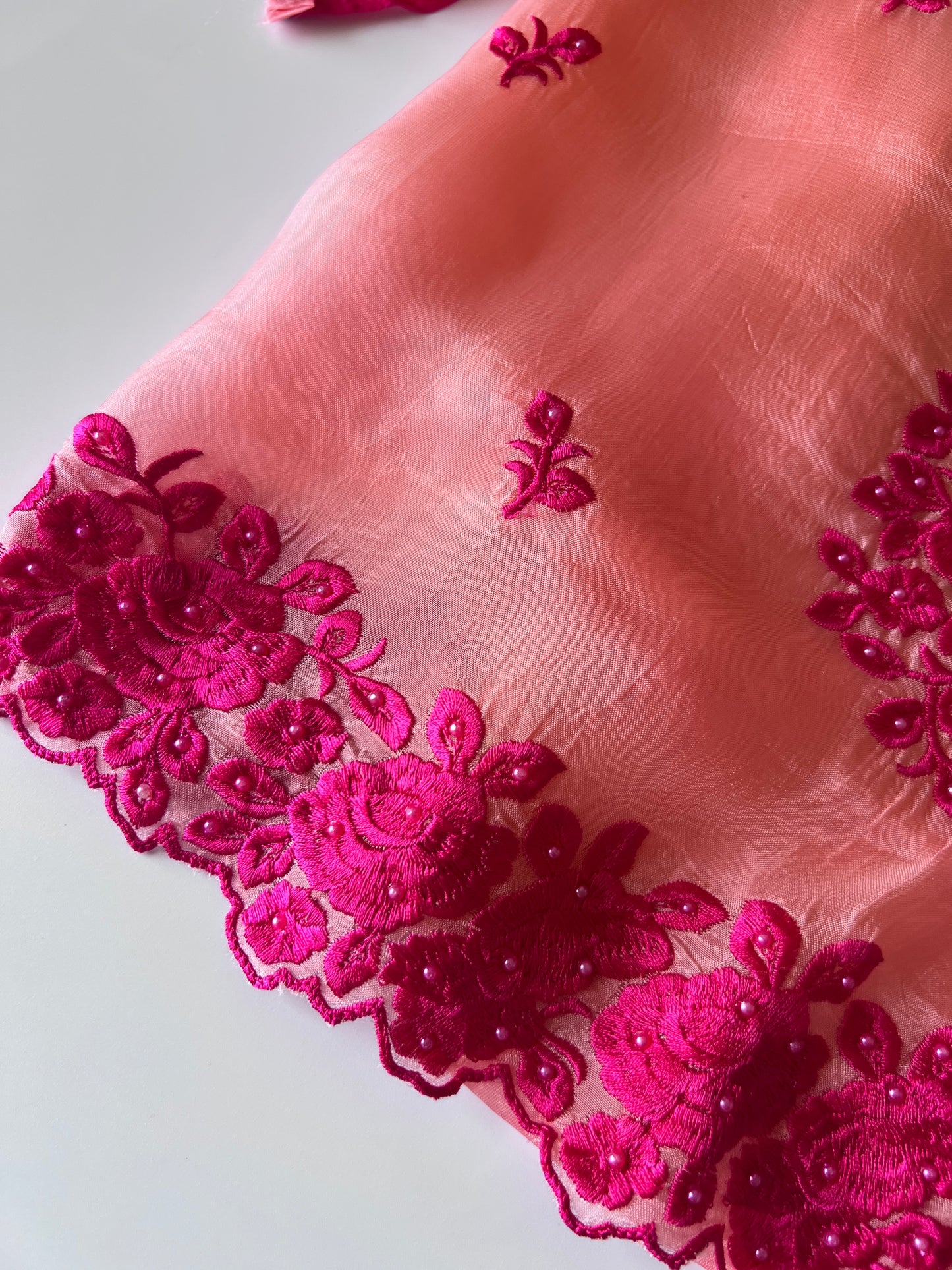 Peach Pink Embroidered Unstitched Suit