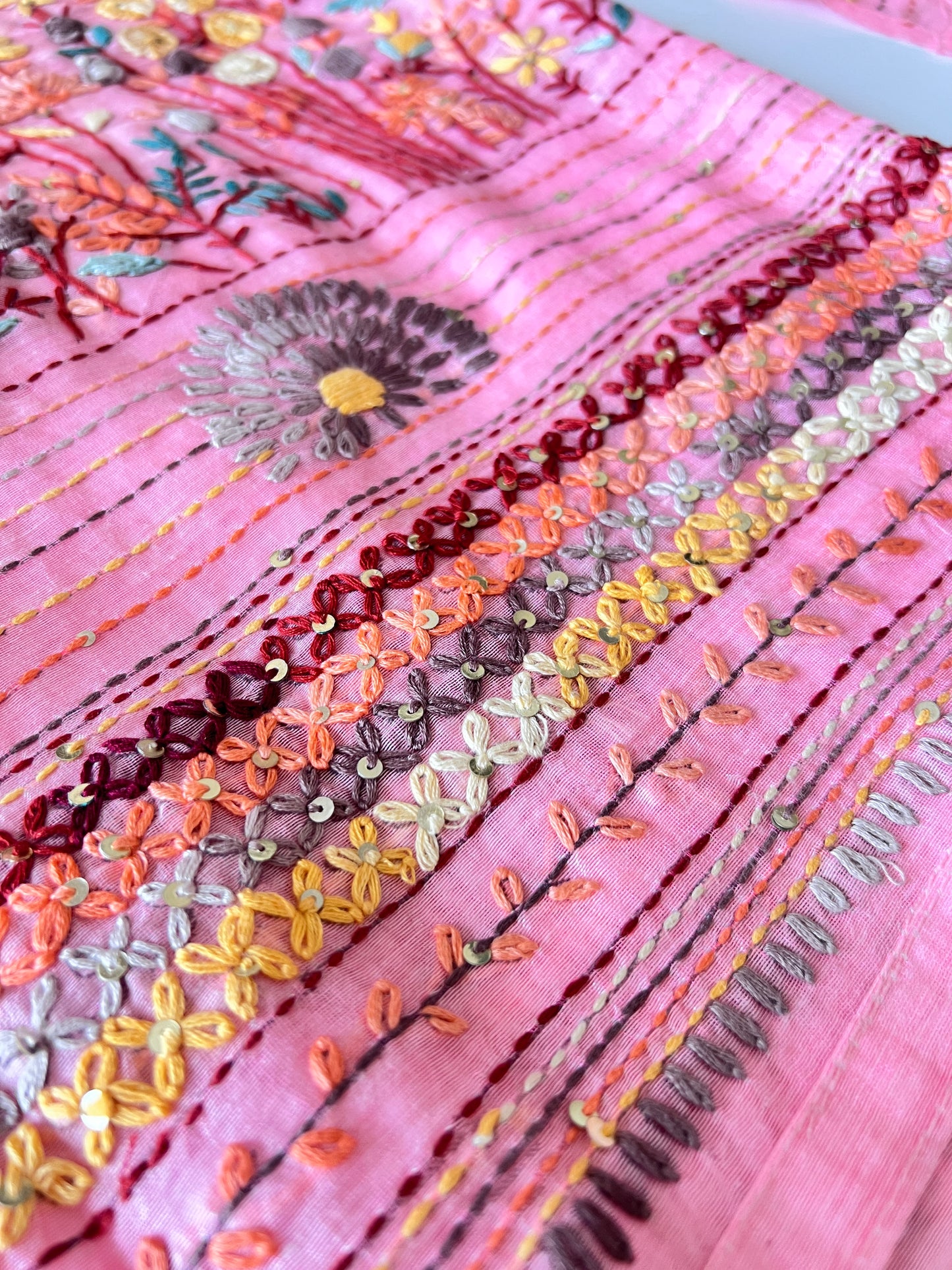 Knot embroidery Unstitched suit material 2 pc