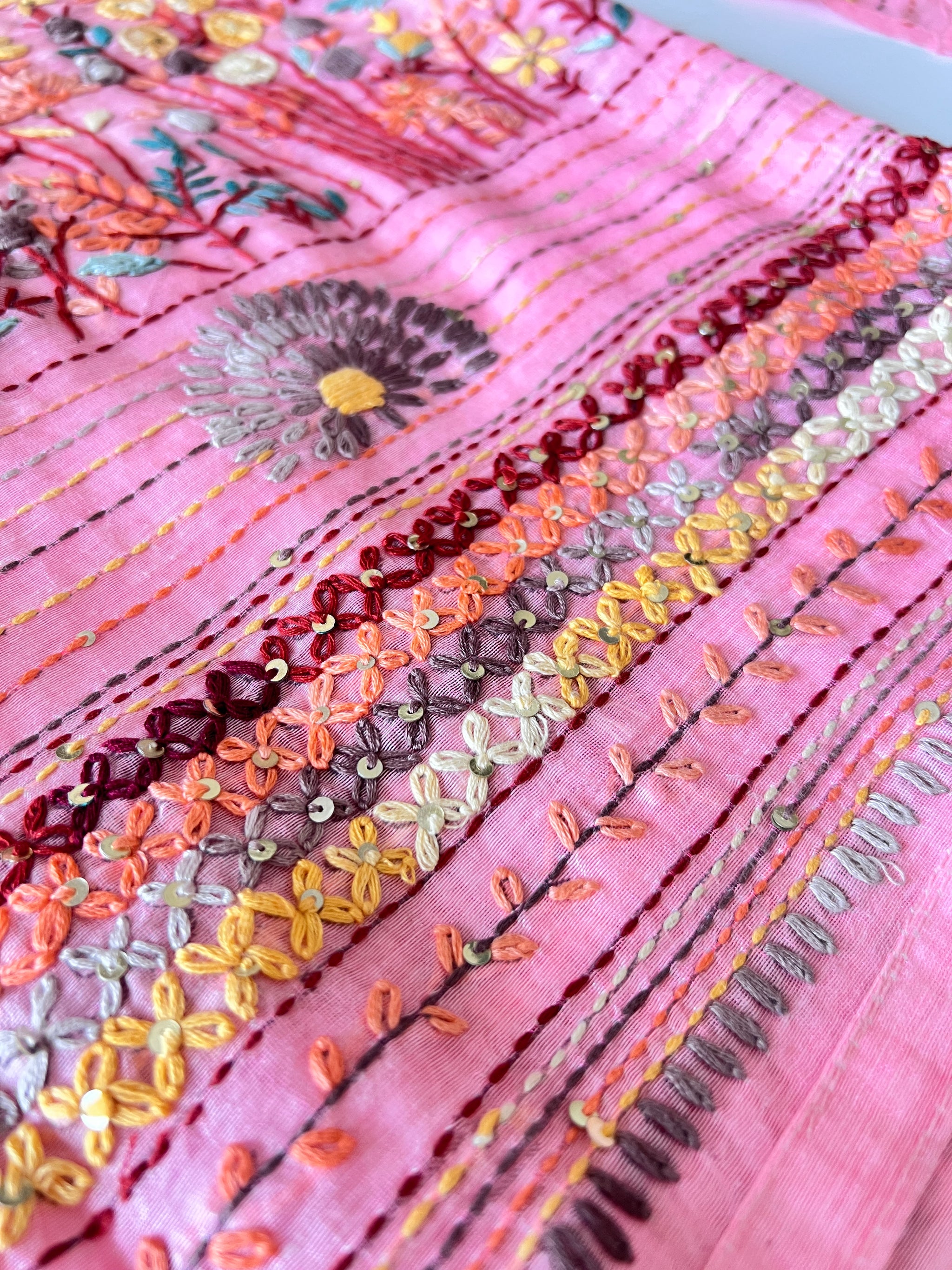 Knot embroidery Unstitched suit material 2 pc