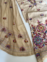 Beige Knot Embroidery Unstitched suit set 2 pc