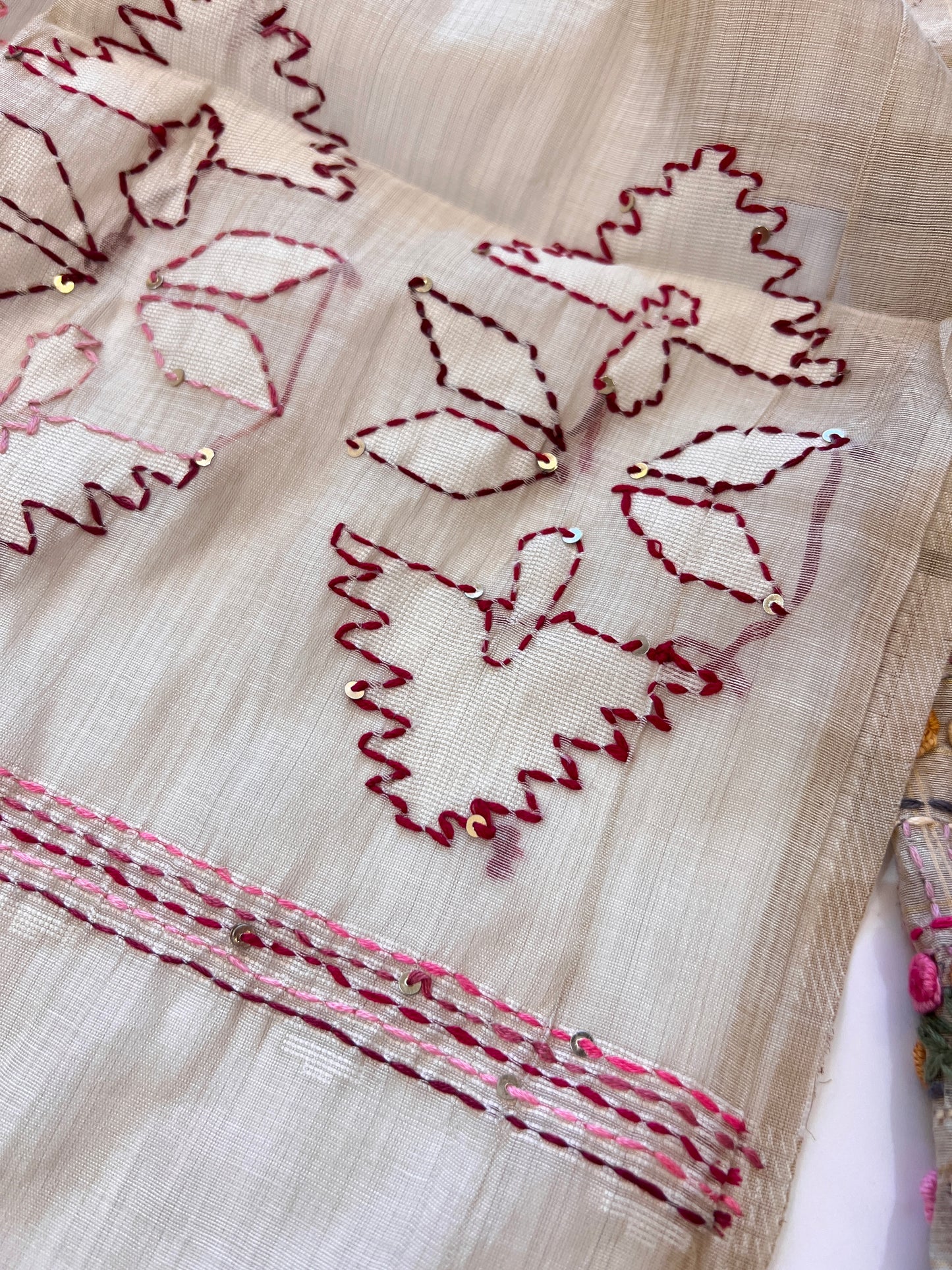 Khadi cotton knot embroidery Unstitched suit