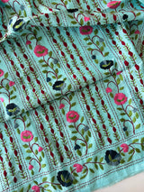 Sky blue Phulkari embroidery Unstitched suit material