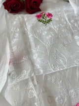 White Kotta floral embroidered kurta dupatta set Unstitched