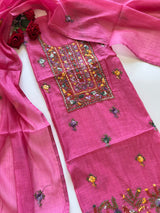 Pink Knot embroidery Unstitched suit material 2 pc