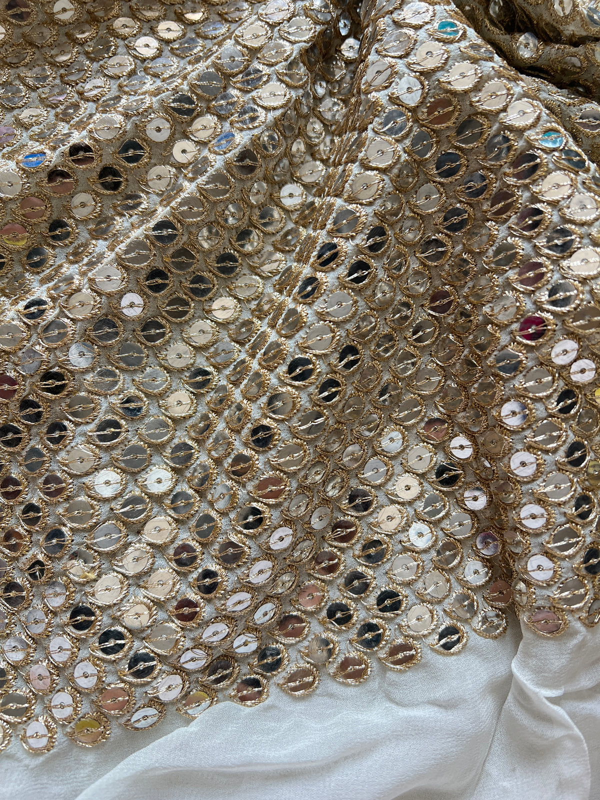 Dyeable georgette Sequin fabric. Big sequin fabric