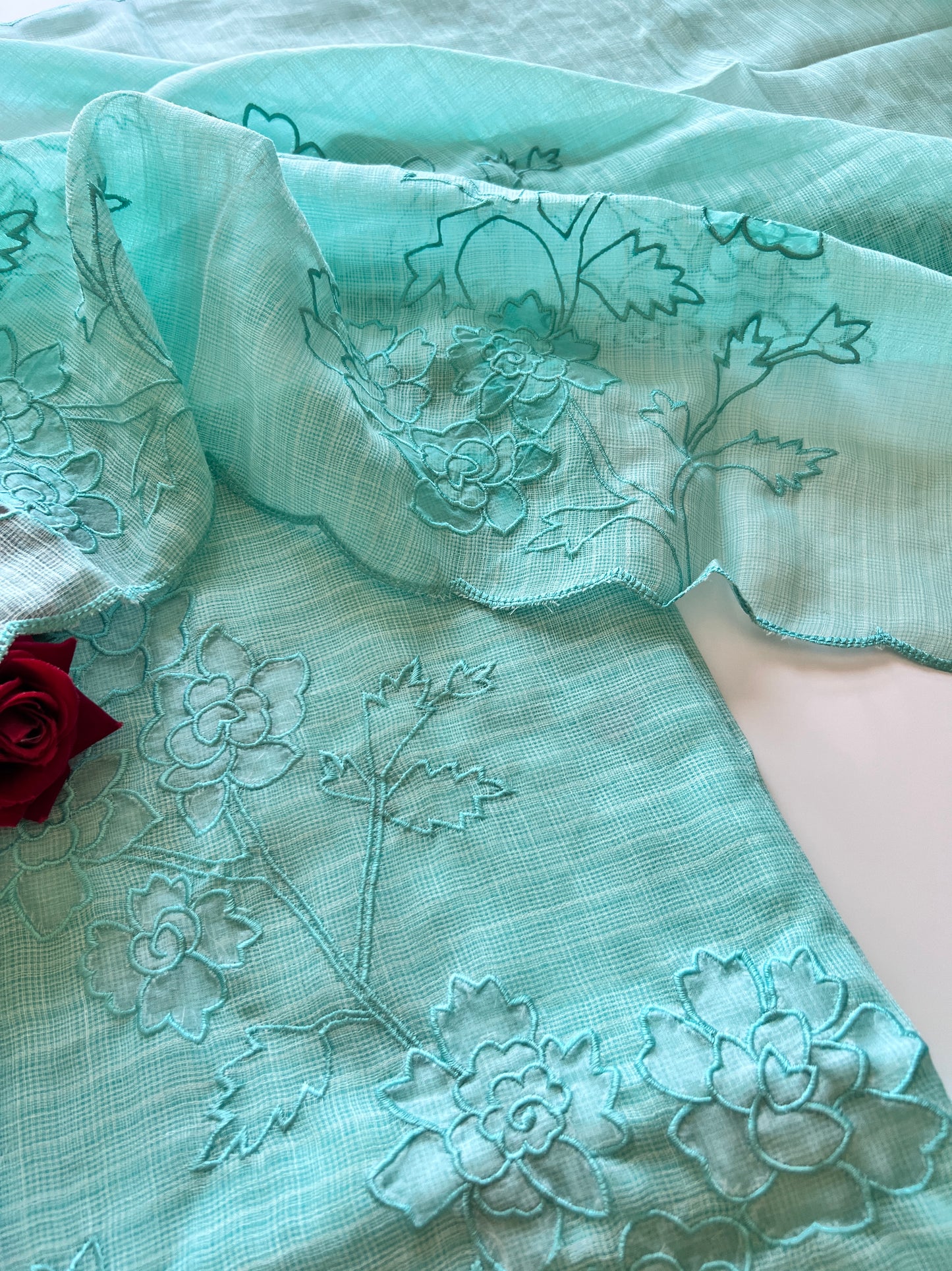 Blue Kotta cutwork Embroidered Unstitched Suit