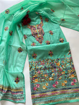 Knot embroidery Unstitched suit material 2 pc