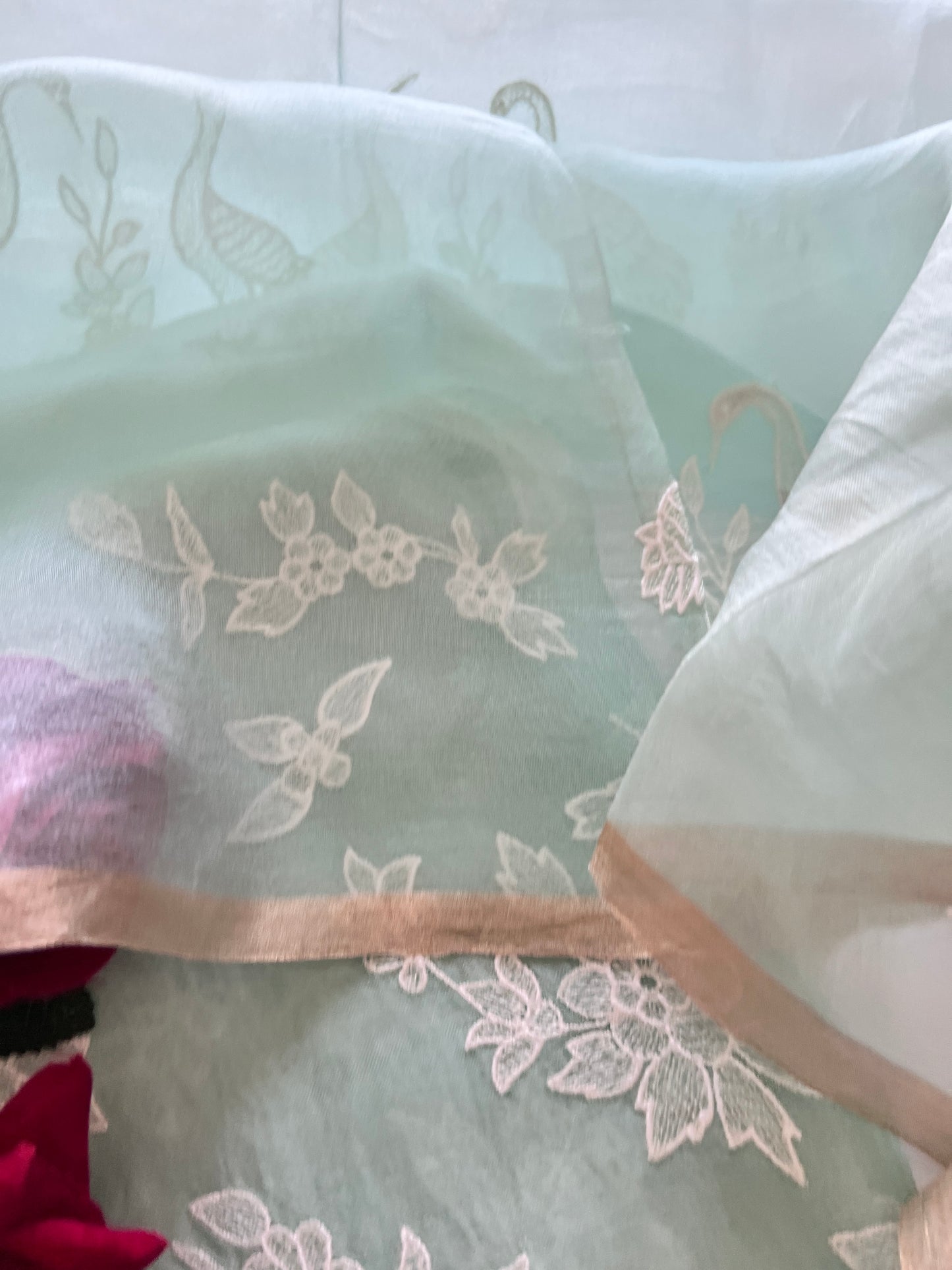 Pure Organza with Swan embroidery Un-stitched Suit set