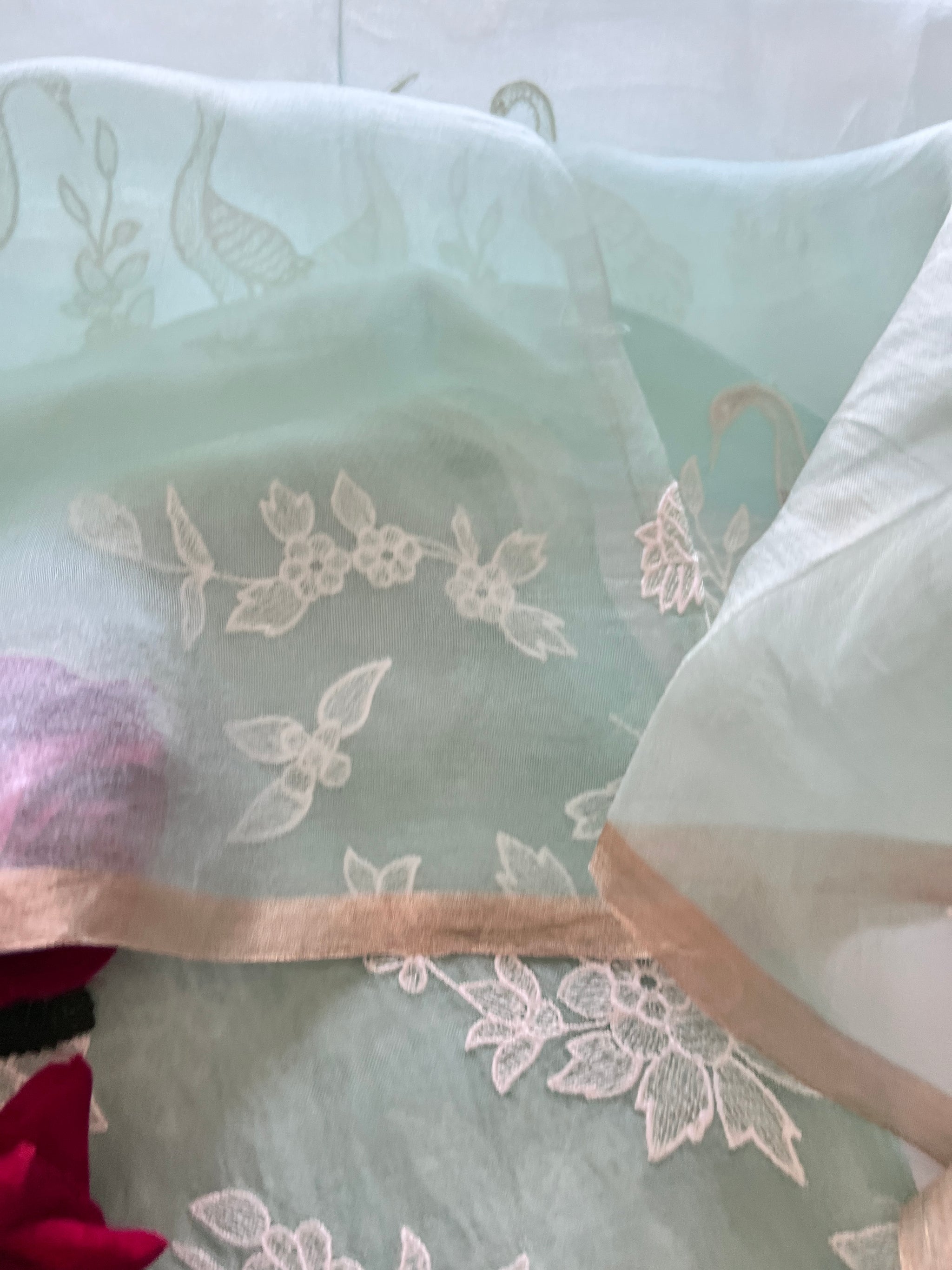Pure Organza with Swan embroidery Un-stitched Suit set