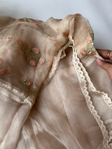 Organza Designer dupatta with floral embroidery