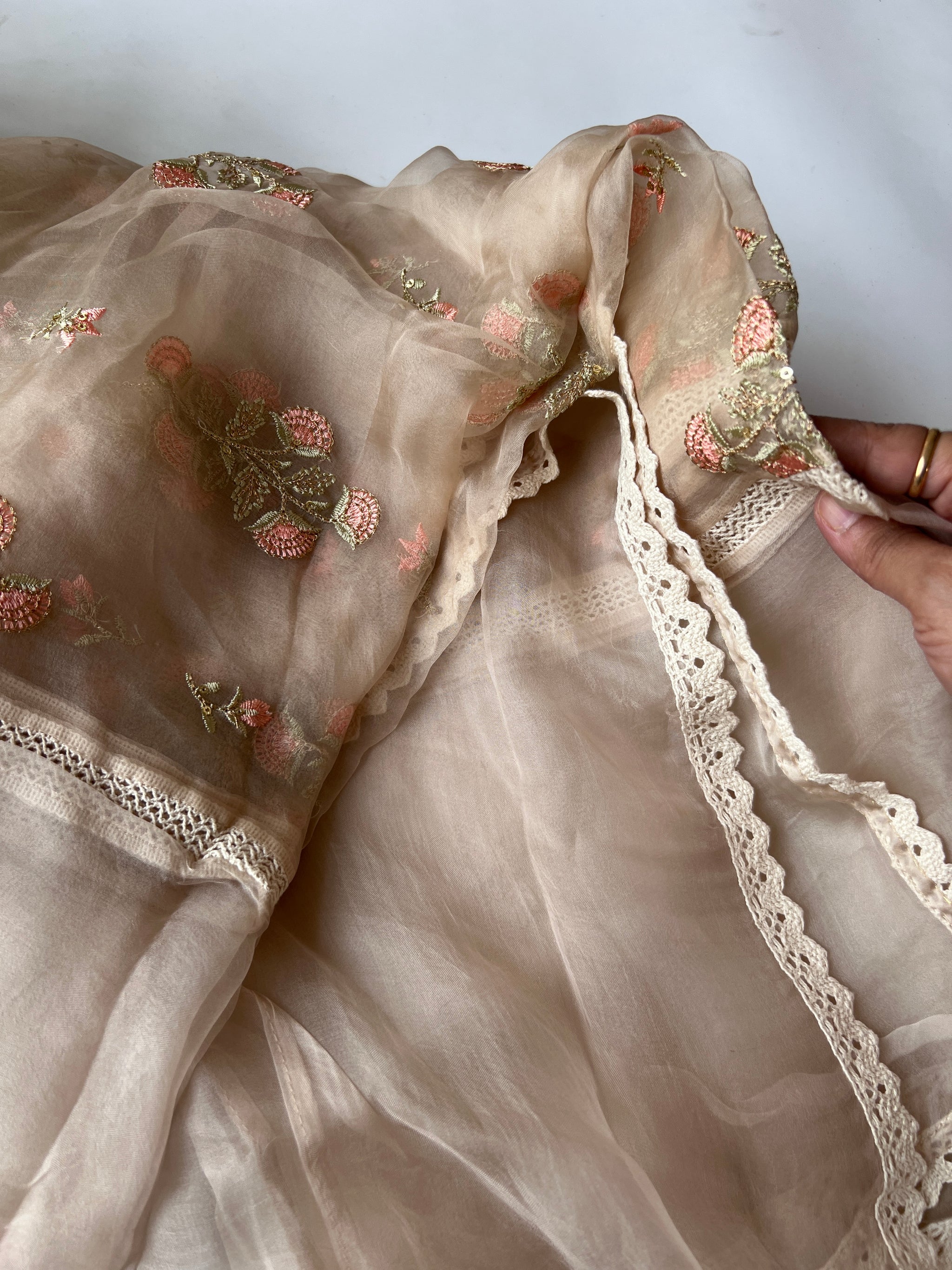 Organza Designer dupatta with floral embroidery