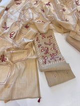Khadi cotton embroidery Designer Unstitched suit